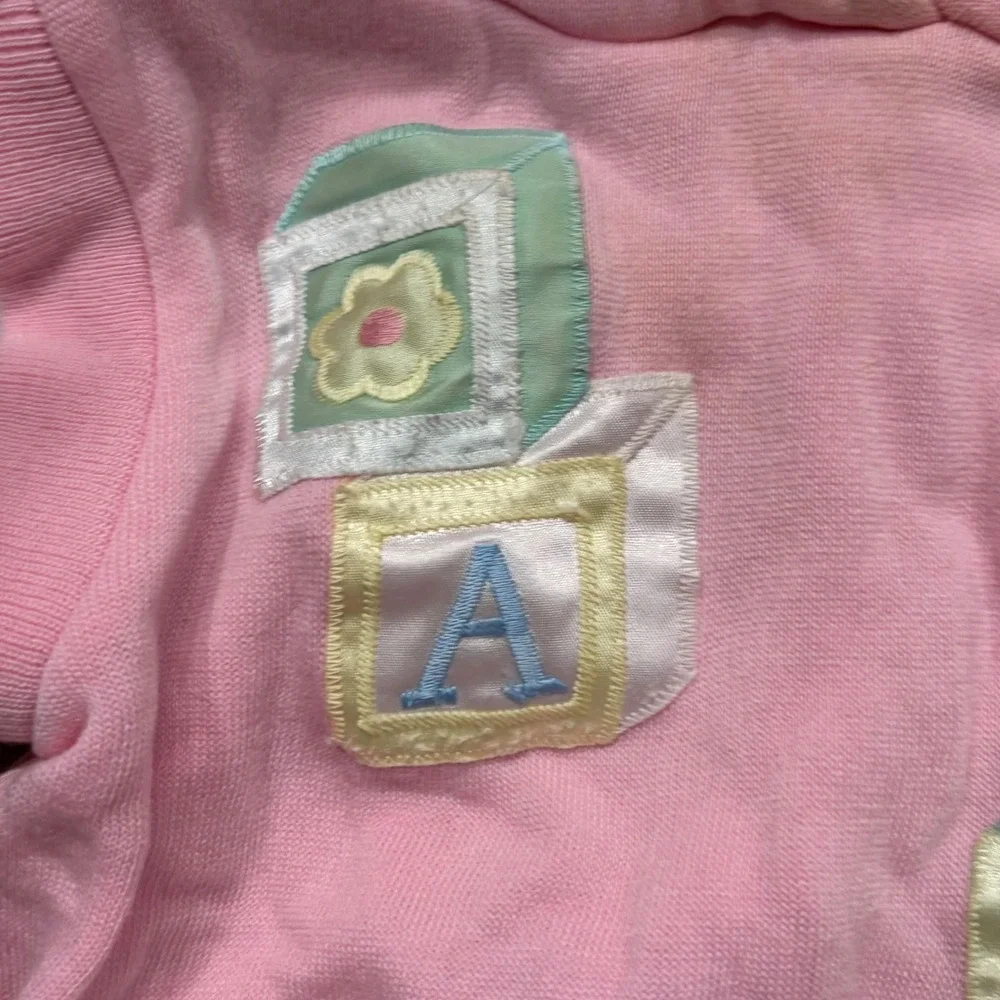 Vintage Joggles Baby Girl‎ Alphabet Blocks Hoodie Pink White 12 Months 80s 90s